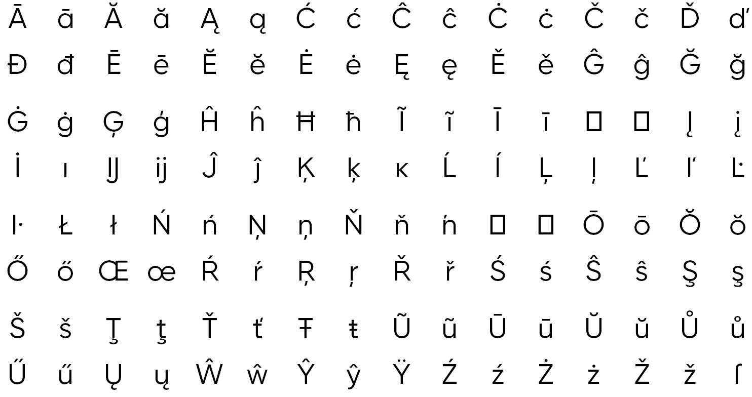 Liberona unicode latin extended-A
